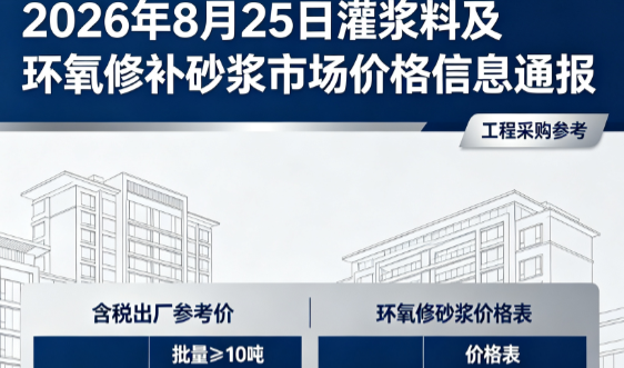 平阳2026年8月25日灌浆料及环氧修补砂浆市场价格信息通报